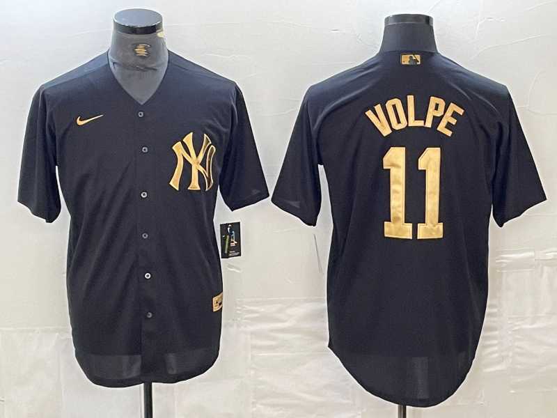 Men's New York Yankees #11 Anthony Volpe Black Gold Cool Base Stitched Jersey,We sell and wholesale Men's New York Yankees #11 Anthony Volpe Black Gold Cool Base Stitched Jersey on line form chian!